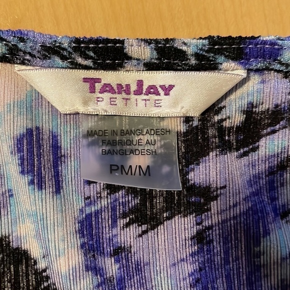 Tanjay Petite Short Sleeve Abstract Multi Color Top Size Medium Petite - Picture 10 of 11